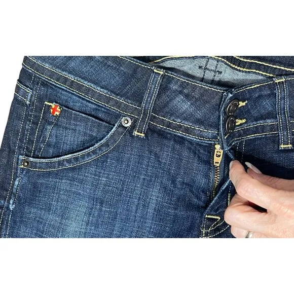 Hudson Signature Jeans Women Petite Size 27 Boot Cut Mid Rise Stretch Blue
