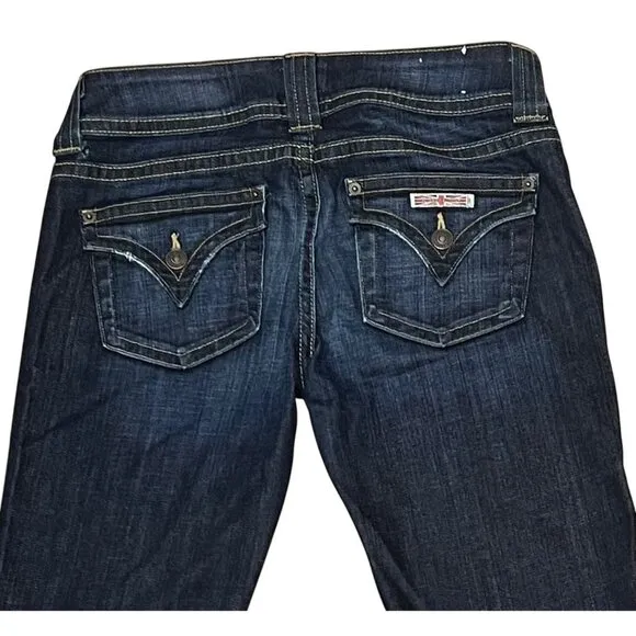 Hudson Signature Jeans Women Petite Size 27 Boot Cut Mid Rise Stretch Blue