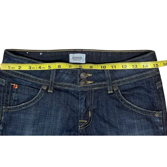 Hudson Signature Jeans Women Petite Size 27 Boot Cut Mid Rise Stretch Blue