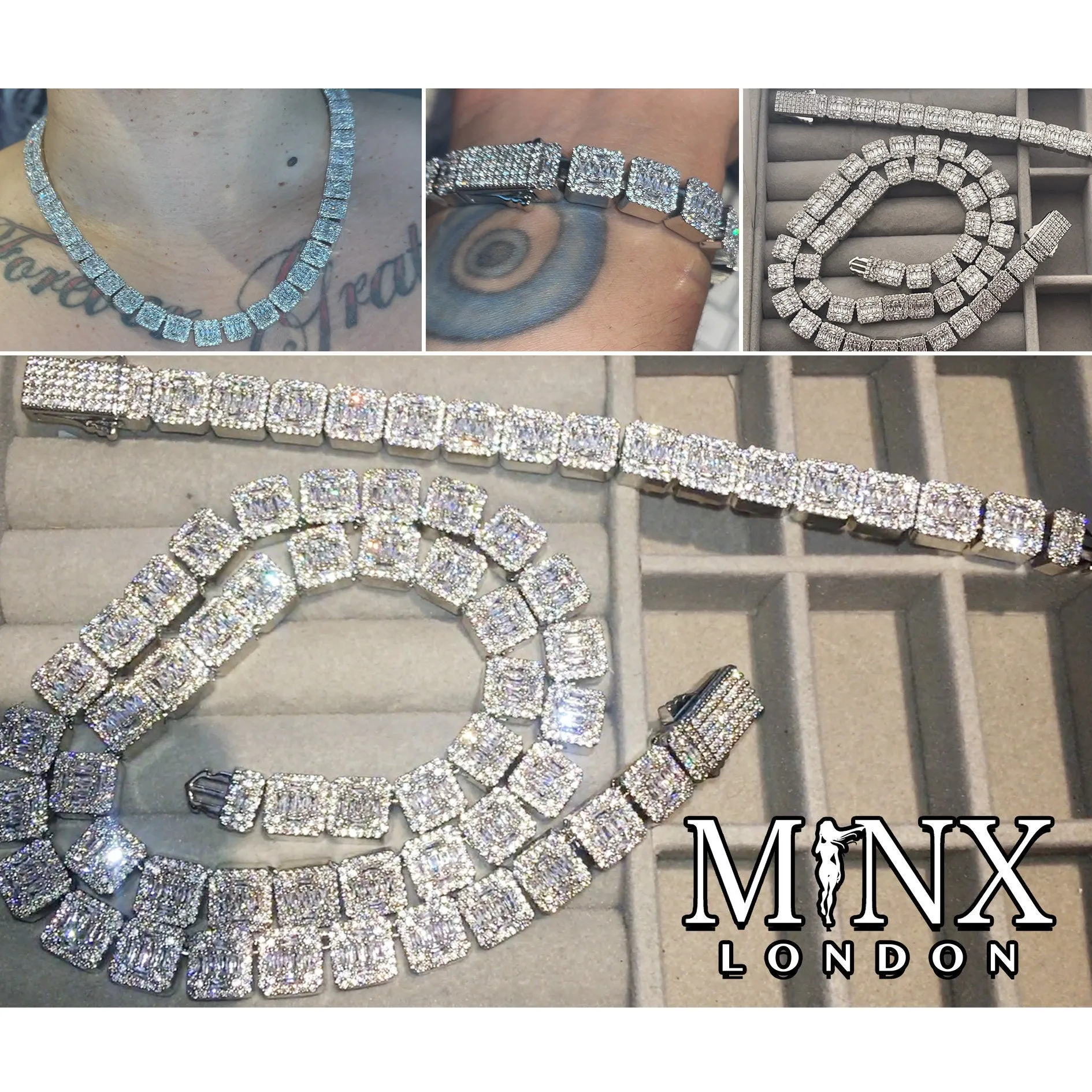 Iced Out Baguette Chain | Tennis Chain | Tennis Necklace | Mens Iced Chain | Tennis Chains | Baguette Chain | Iced Out Chain | Hip Hop Chain