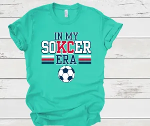 IN MY SOKCER ERA Womens Soccer Teal Tee