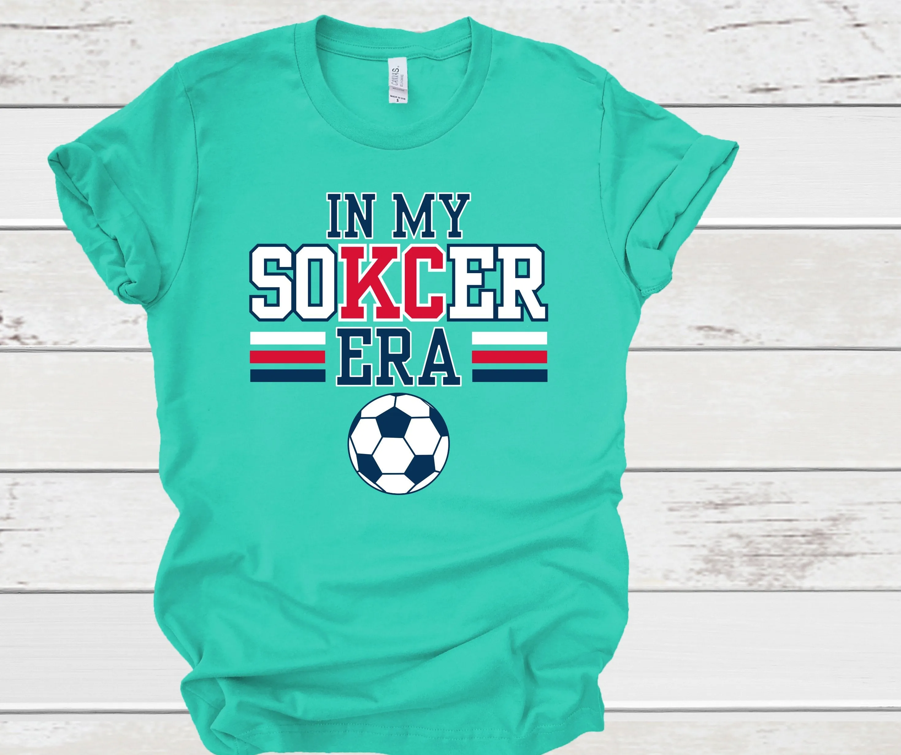 IN MY SOKCER ERA Womens Soccer Teal Tee
