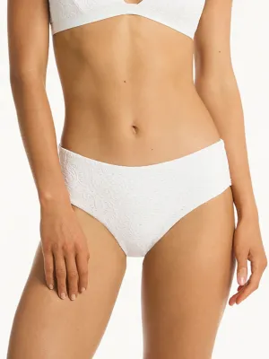 Interlace Mid Bikini Bottom in White