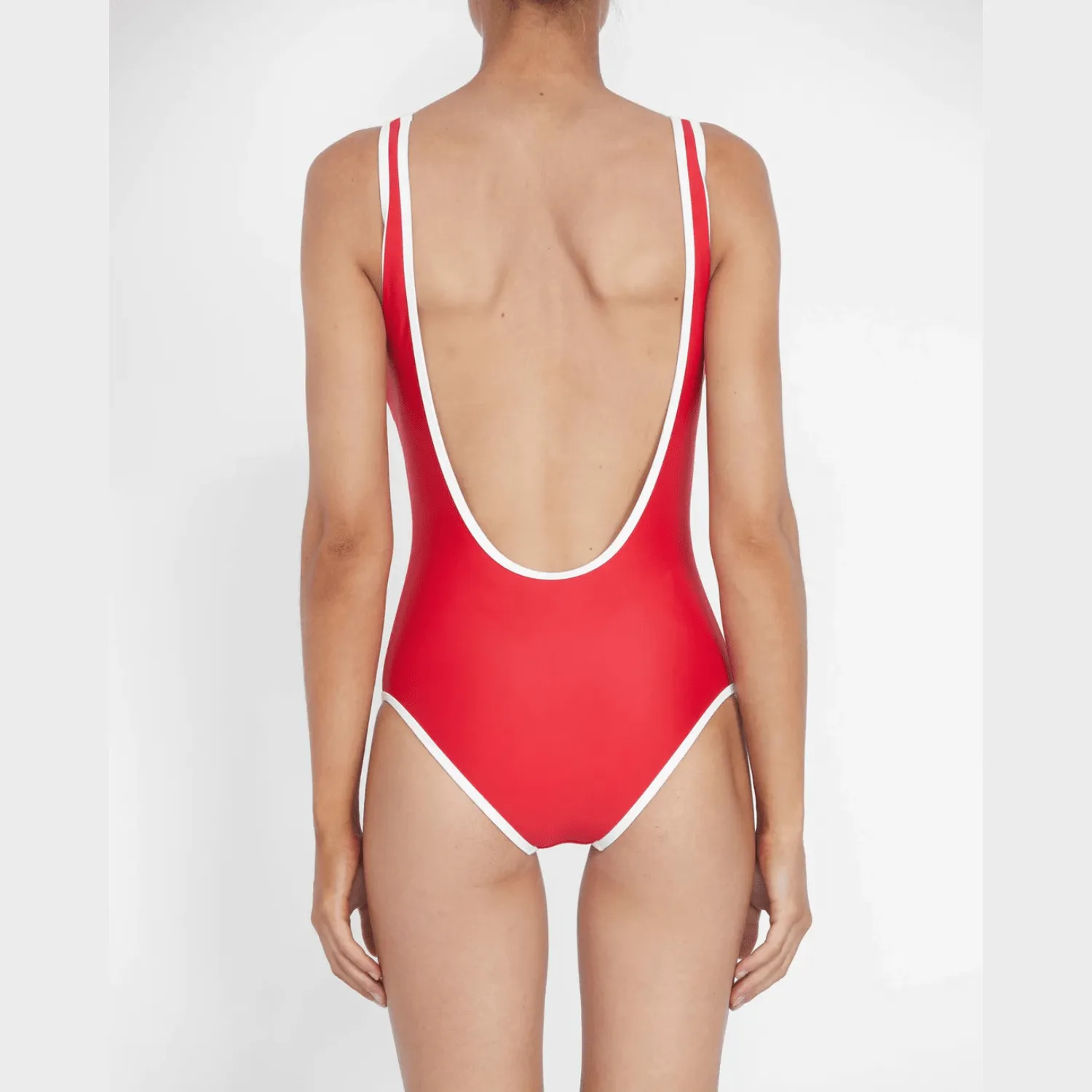 Its Now Cool Red & White Contrast Backless Duo One Piece INC066