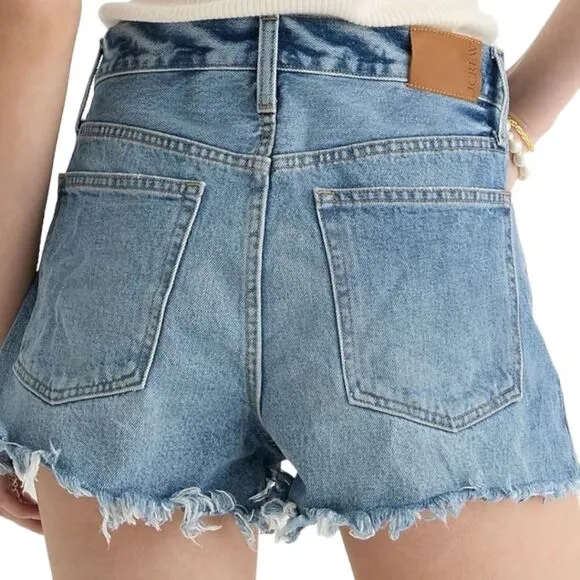 J. Crew Cut Off Denim Jean Shorts Relaxed Mid Rise NWT #BF378 Sz 27 Summer