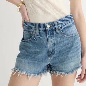 J. Crew Cut Off Denim Jean Shorts Relaxed Mid Rise NWT #BF378 Sz 27 Summer