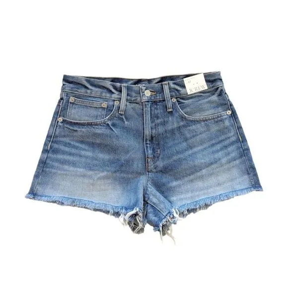 J. Crew Cut Off Denim Jean Shorts Relaxed Mid Rise NWT #BF378 Sz 27 Summer