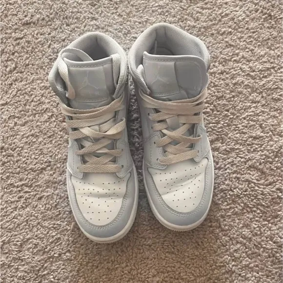 Jordan AJ 1 Fund Mid Kids' Shoes - White/periwinkle blue Size 4