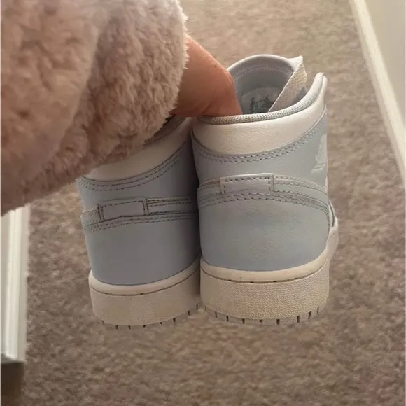 Jordan AJ 1 Fund Mid Kids' Shoes - White/periwinkle blue Size 4