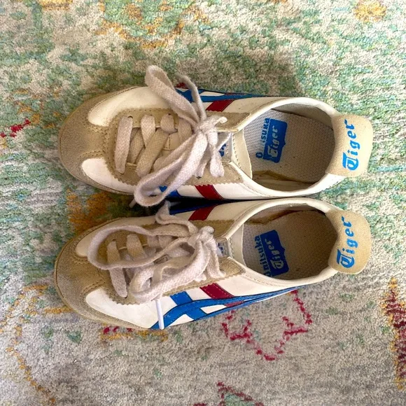 Kid ASICS Onitsuka Tiger Mexico 66 Sneaker Sz 10 White Red Blue Tri Color Unisex