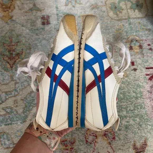 Kid ASICS Onitsuka Tiger Mexico 66 Sneaker Sz 10 White Red Blue Tri Color Unisex