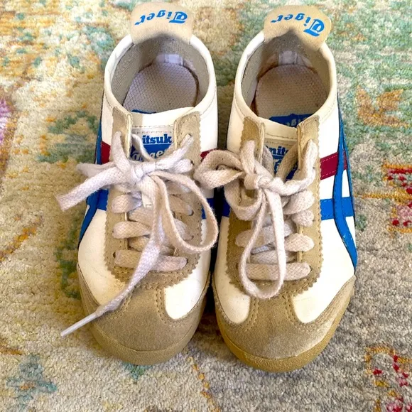 Kid ASICS Onitsuka Tiger Mexico 66 Sneaker Sz 10 White Red Blue Tri Color Unisex