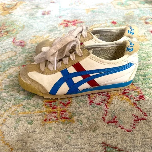 Kid ASICS Onitsuka Tiger Mexico 66 Sneaker Sz 10 White Red Blue Tri Color Unisex