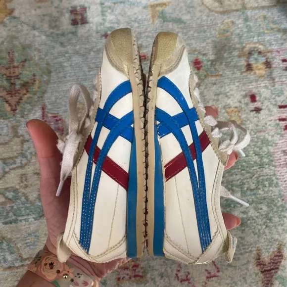 Kid ASICS Onitsuka Tiger Mexico 66 Sneaker Sz 10 White Red Blue Tri Color Unisex