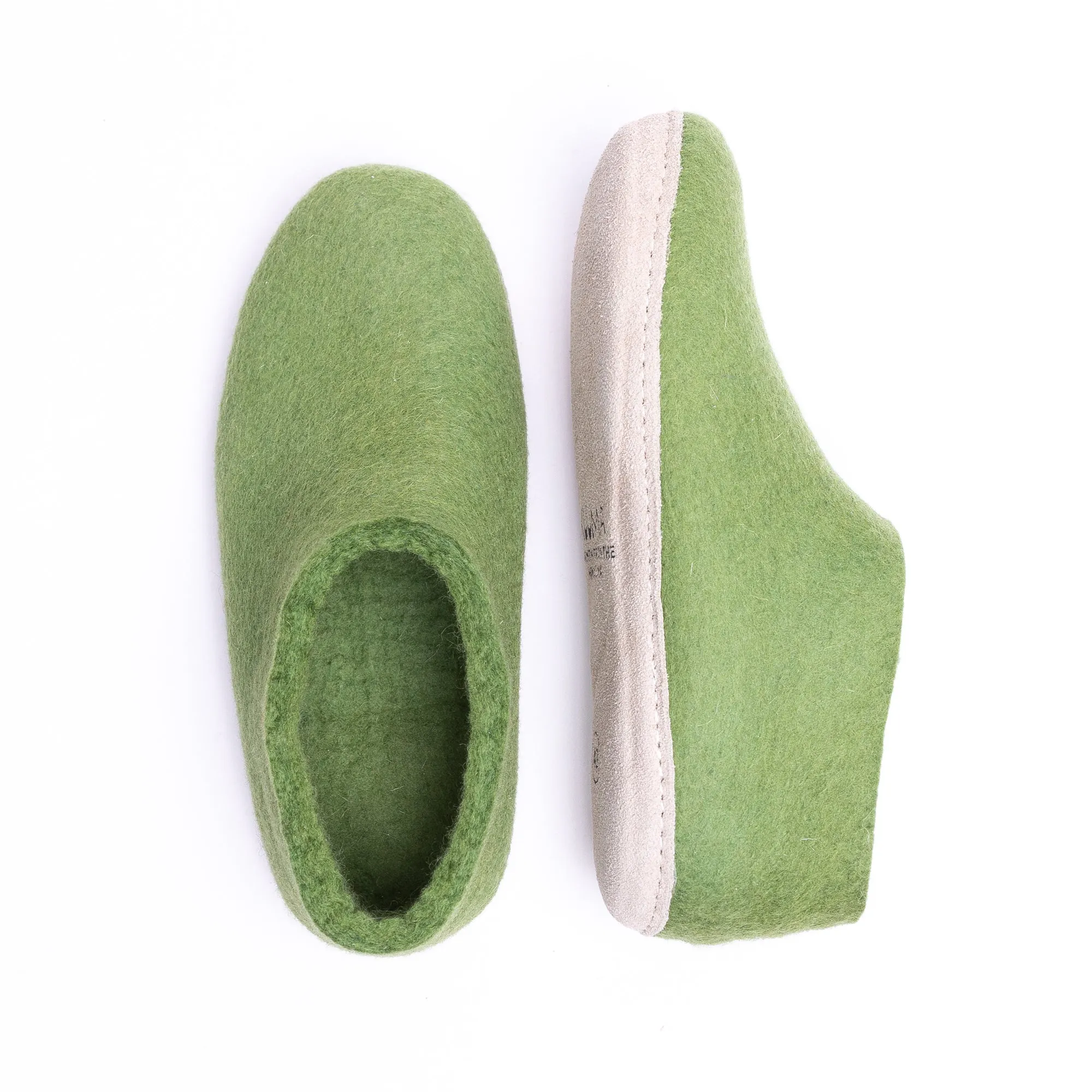 KUUMA – Light Green Wool Felt Ankle Boots for Men Warm, Non-Slip, Indoor Comfort