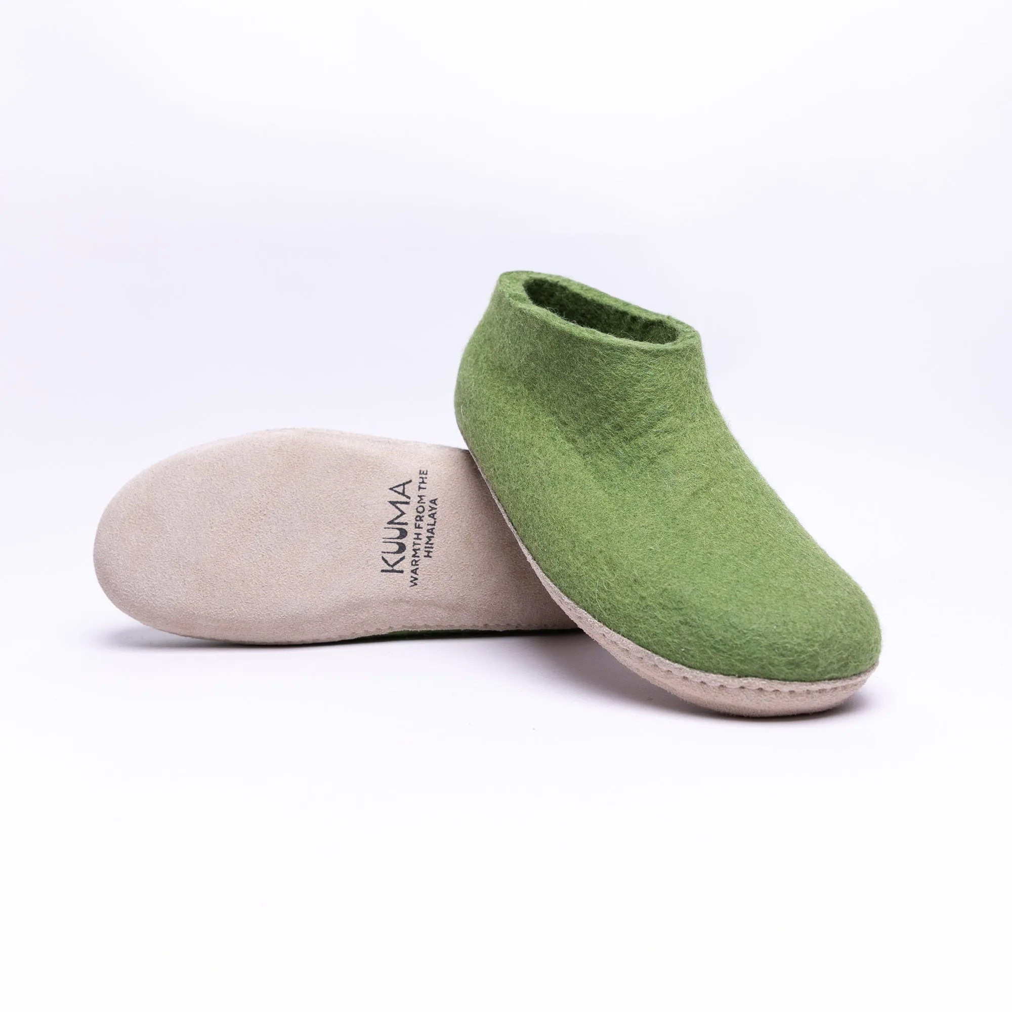 KUUMA – Light Green Wool Felt Ankle Boots for Men Warm, Non-Slip, Indoor Comfort