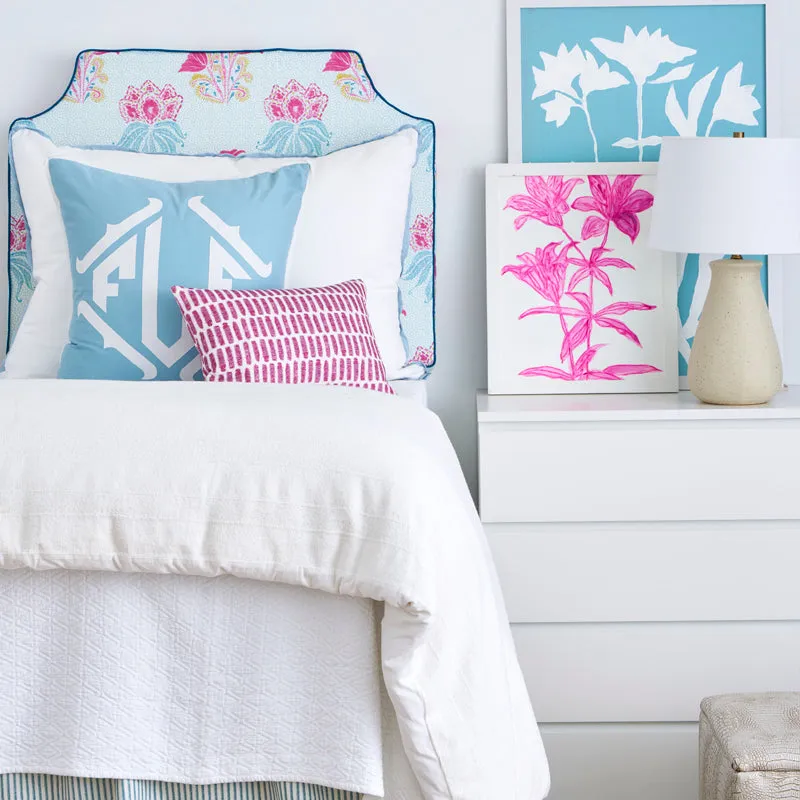 Lilly Fuchsia with Teal Pipe Headboard