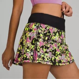 Lululemon | Pace Rival Skirt Inflected Highlight Yellow Multi/Black Sz 6