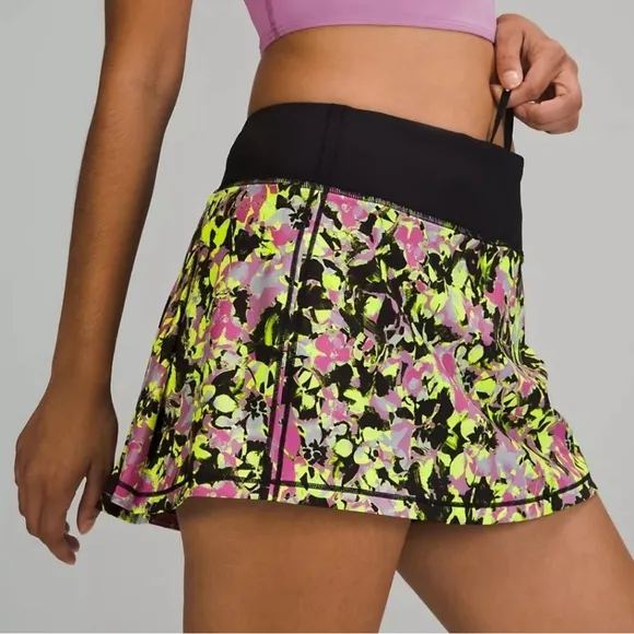 Lululemon | Pace Rival Skirt Inflected Highlight Yellow Multi/Black Sz 6
