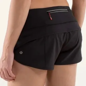Lululemon Run: Speed Up Short 2.5&quot; Size 8 Black With Inner Brief Back Zip Pocket