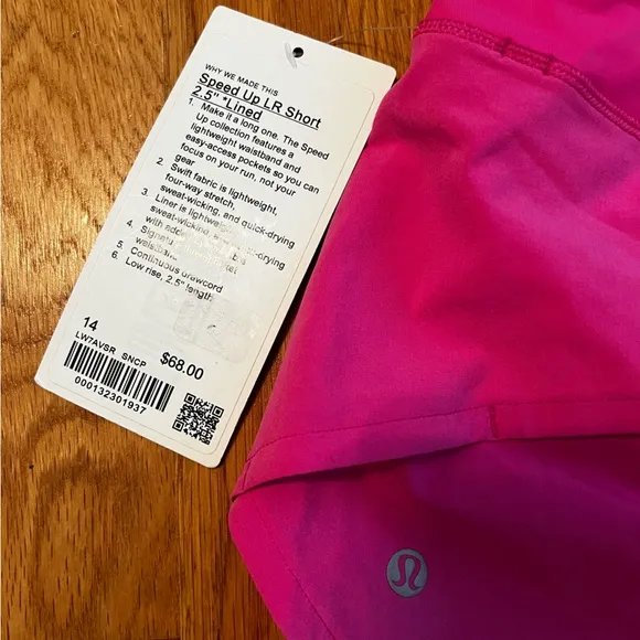 Lululemon Speed Up LR Low Rise Short 2.5&quot; Lined SNCP Sonic Pink Size 14 NWT