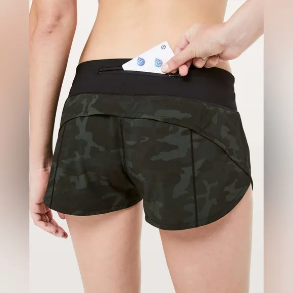 Lululemon Speed Up Short *2.5&quot; Incognito Camo Multi Gator Green / Black