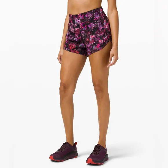 Lululemon Track That High Rise Short 3&quot; Lined Fluoro Floral Multi Size 6