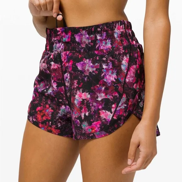 Lululemon Track That High Rise Short 3&quot; Lined Fluoro Floral Multi Size 6