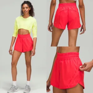 Lululemon Track That Mid-Rise Lined Short 5&quot;Love Red! EUC