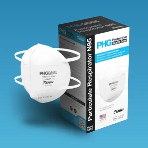 Mask N95 NIOSH Approved Made in USA Individually Wrapped by PHG