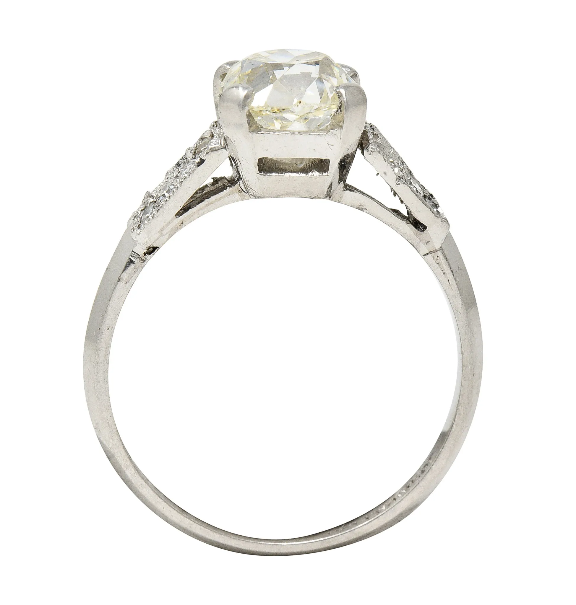 Mid-Century 1.56 CTW Old Mine Cut Diamond Platinum Knife Edge Vintage Engagement Ring