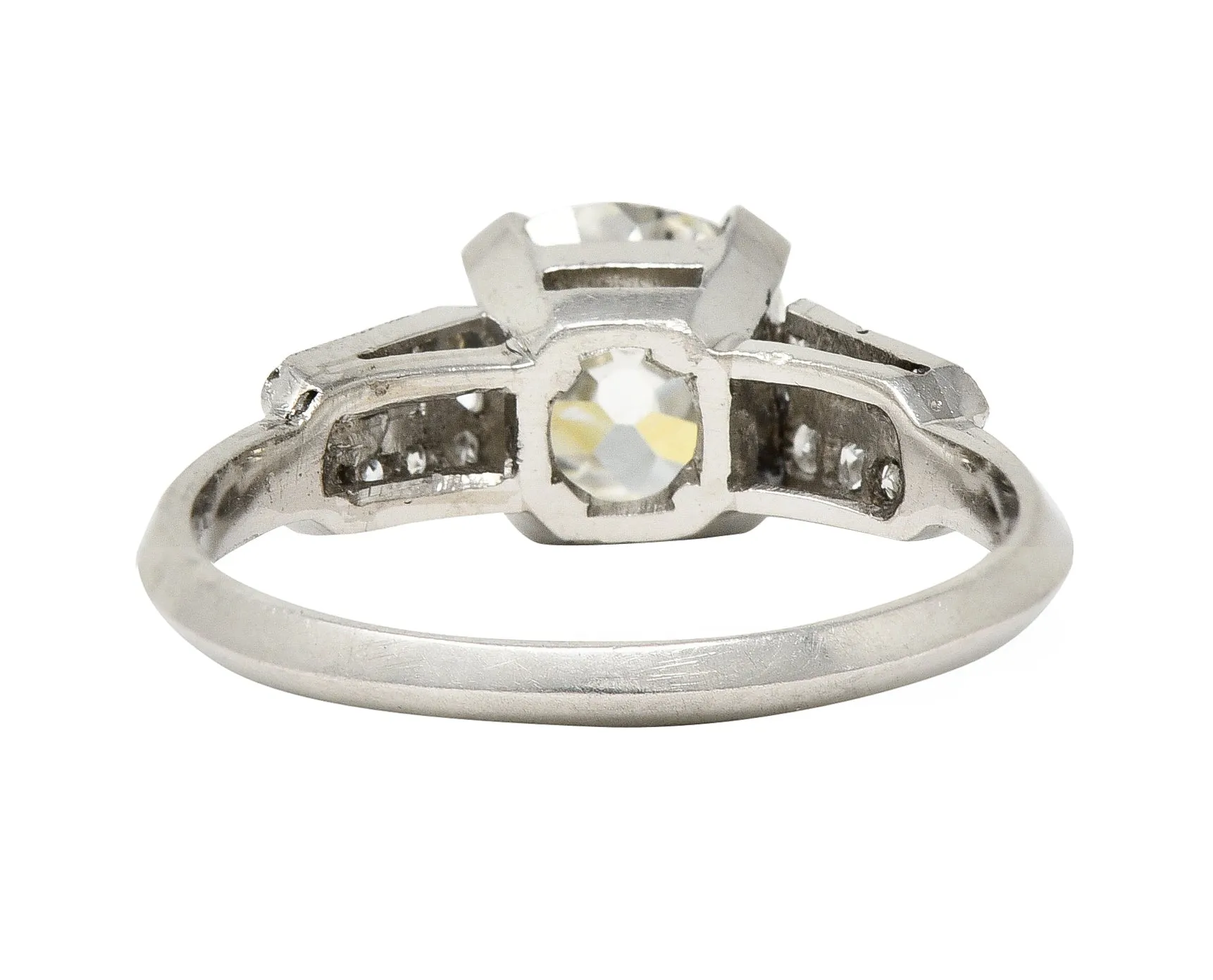 Mid-Century 1.56 CTW Old Mine Cut Diamond Platinum Knife Edge Vintage Engagement Ring
