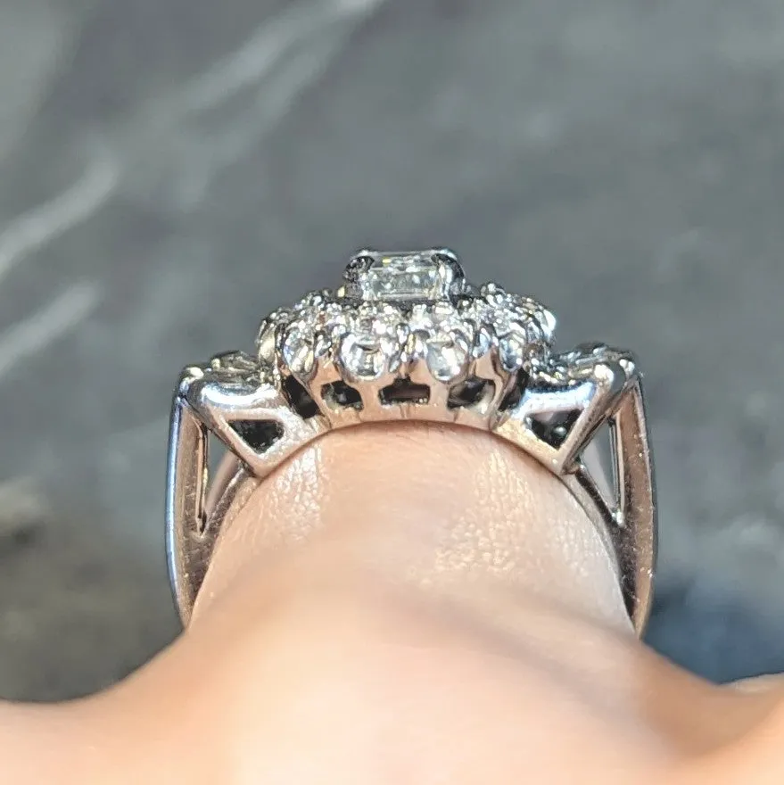 Mid-Century Erwin Reu 1.52 CTW Emerald Cut Diamond Bowtie Vintage Dinner Ring