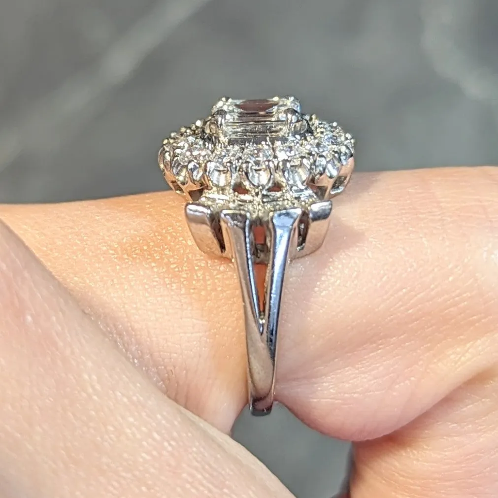 Mid-Century Erwin Reu 1.52 CTW Emerald Cut Diamond Bowtie Vintage Dinner Ring