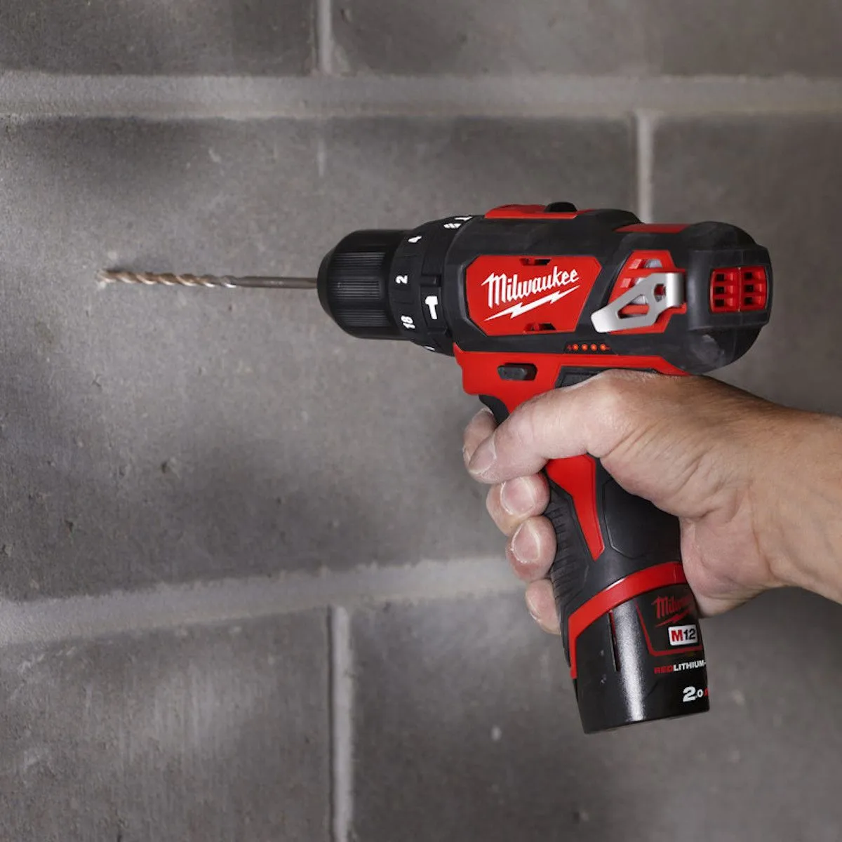 Milwaukee M12BPD Cordless 12V 2 Speed Sub Compact Percussion Hammer Drill
