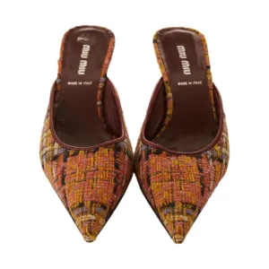 Miu Miu Plaid Tweed Kitten Heels