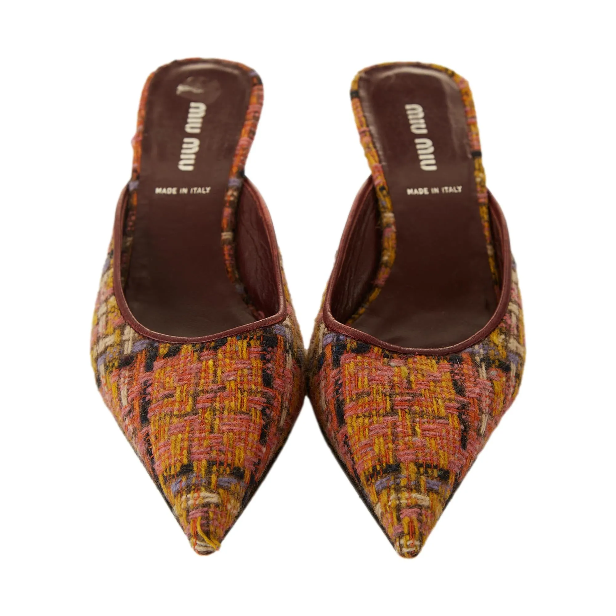Miu Miu Plaid Tweed Kitten Heels