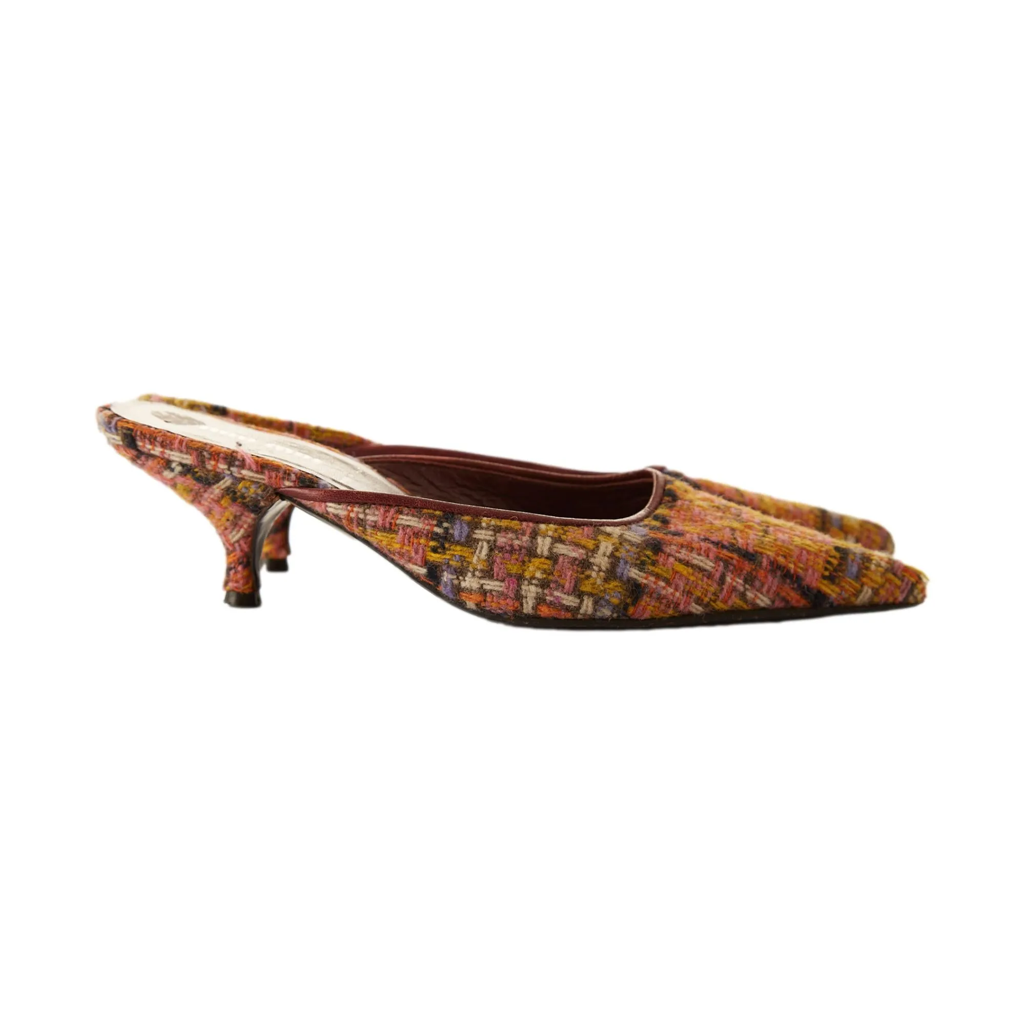 Miu Miu Plaid Tweed Kitten Heels