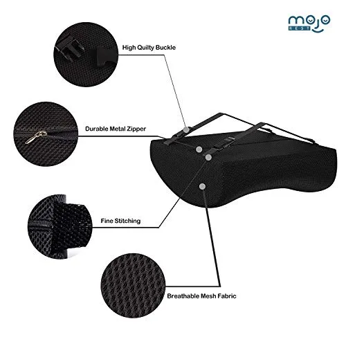 Mojorest Lumbar Support Pillow for Office Chair - Pure Memory Foam Back Cushion for Car (Black)