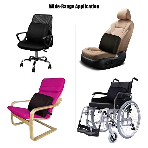 Mojorest Lumbar Support Pillow for Office Chair - Pure Memory Foam Back Cushion for Car (Black)