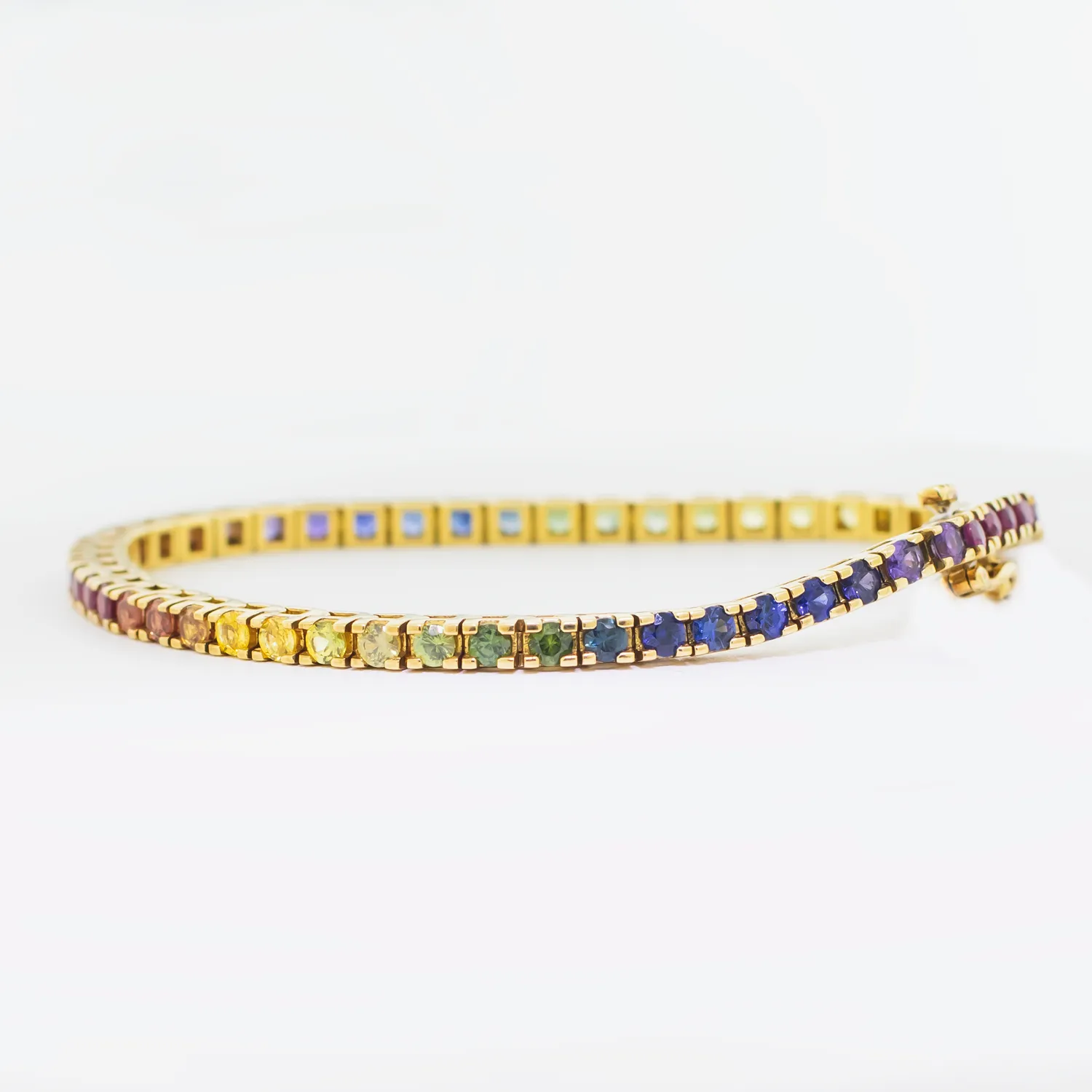 Multicolor Sapphire Tennis Bracelet - 18K Yellow Gold - 5.93ct.