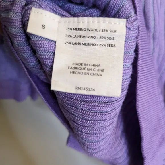 Nadaam Purple Ribbed Wool Cardigan Skirt Set Size S