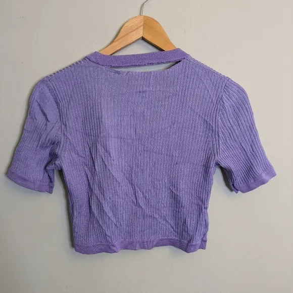 Nadaam Purple Ribbed Wool Cardigan Skirt Set Size S