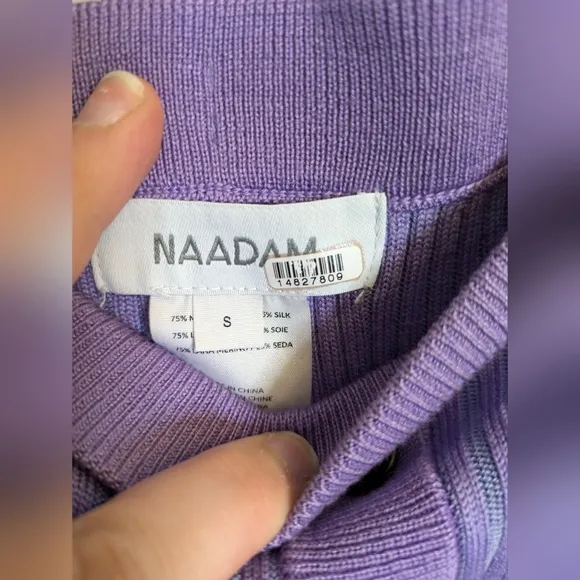 Nadaam Purple Ribbed Wool Cardigan Skirt Set Size S