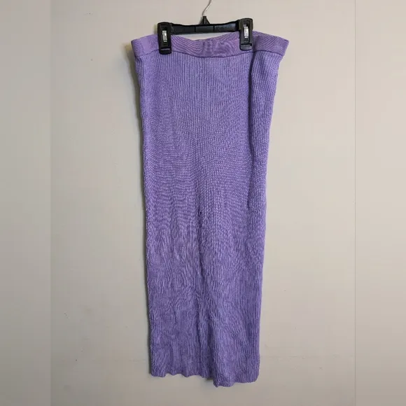 Nadaam Purple Ribbed Wool Cardigan Skirt Set Size S