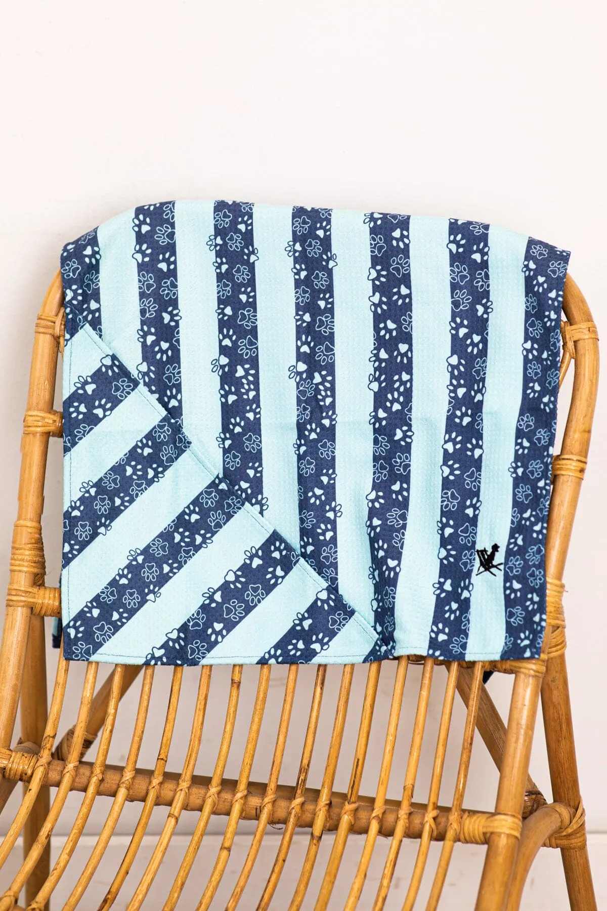 Navy and Aqua Stripe Quick Dry Pet Towel