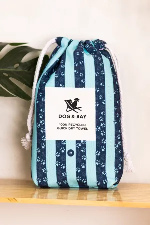 Navy and Aqua Stripe Quick Dry Pet Towel