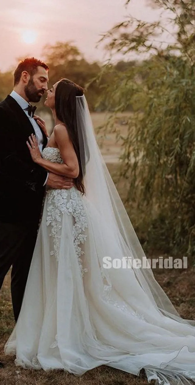 Newest Sweetheart A-line Long Wedding Dresses Online,SFWD0041
