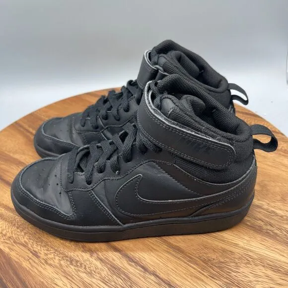 Nike Court Borough Mid 2 GS 'Triple Black' CD7782-001 Boys Size 5.5Y