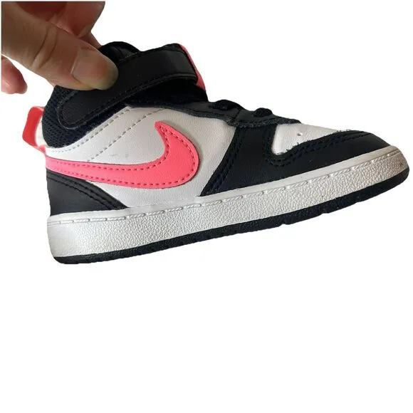 Nike Court Borough Mid 2 Size 7C Toddler White Sunset Pulse Leather Shoes